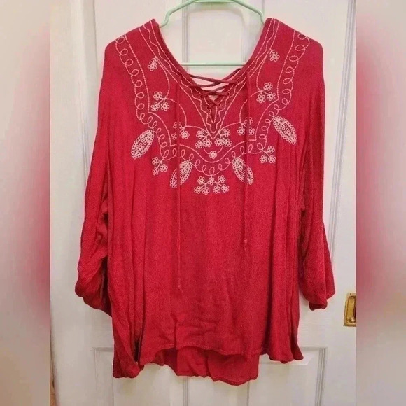 Adorable Light Weight Blouse Lace Up 3x Plus Size - Picture 1 of 3